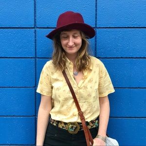 Burgundy Wide Brimmed Wool Felt Hat
